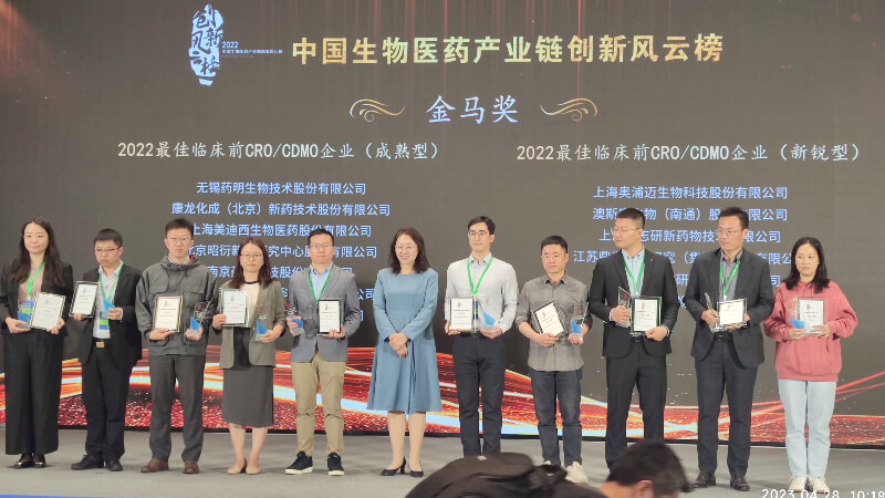 美迪西连续两年荣登“2022中国生物医药财产链创新风云榜”，获评“金马奖—2022最佳临床前CRO/CDMO企业 （成熟型）” 